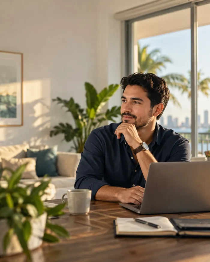 Someone filling out a form on a laptop at home