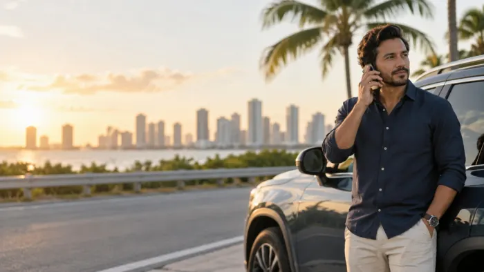 Someone taking a phone call outdoors